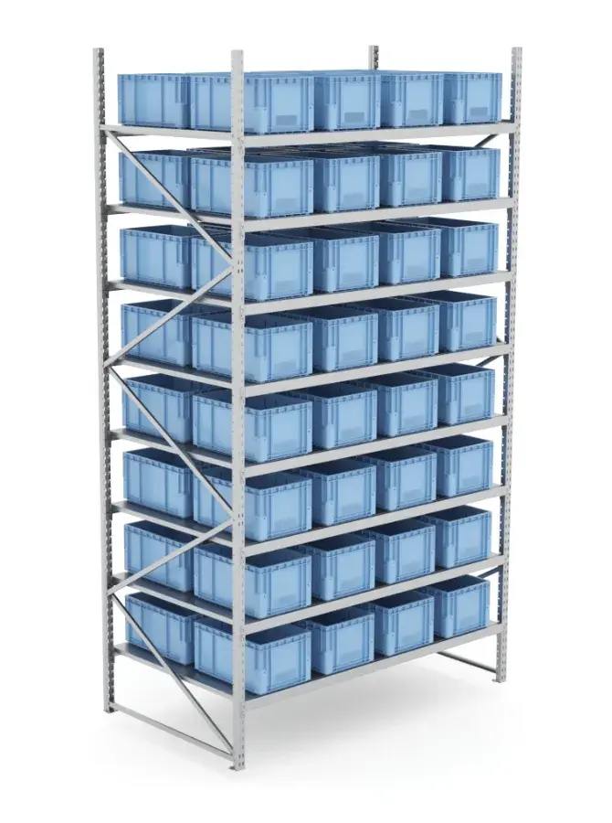 shelf with double totes